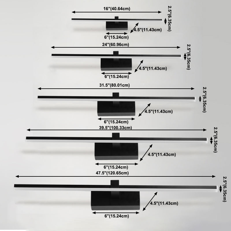 Linear Shade Metal Wall Sconce Lighting Modern 1- Light Mirror Wall Mount Light Fixture