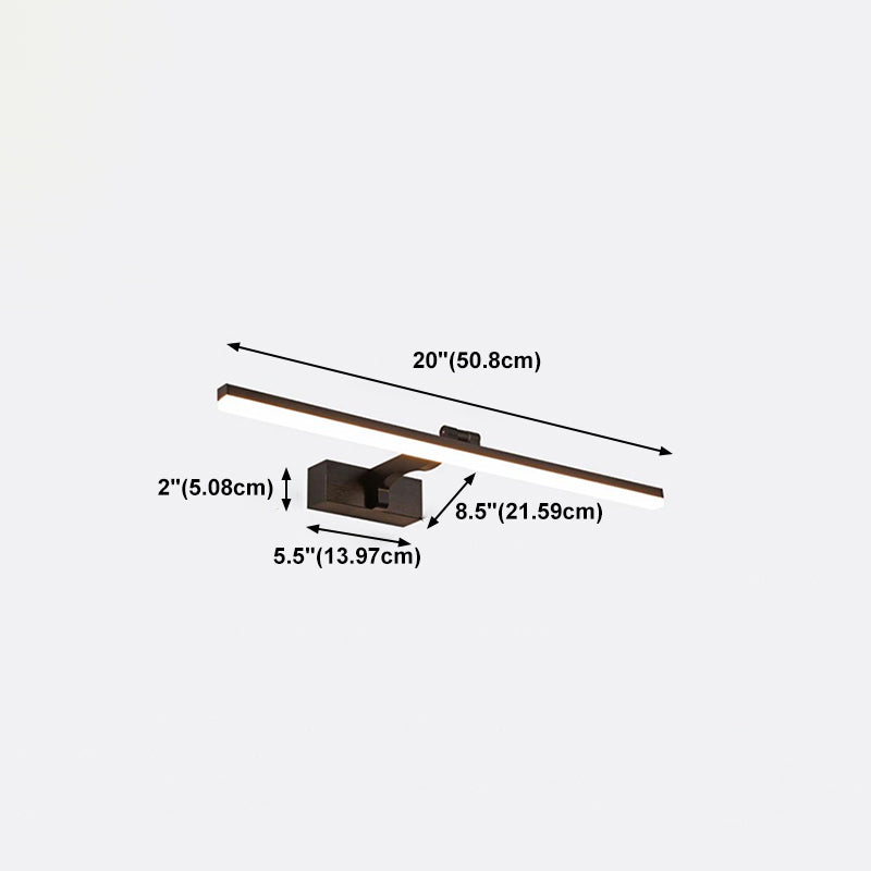 Linear Modern Style Vanity Light Metal 1 Light LED Mirror Light for Bathroom in Black