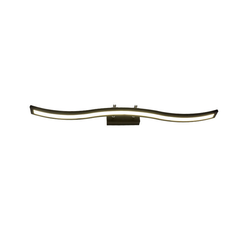 Metal Linear Shape Wall Light Modern 1-Light Mirror Wall Mount Light Fixture