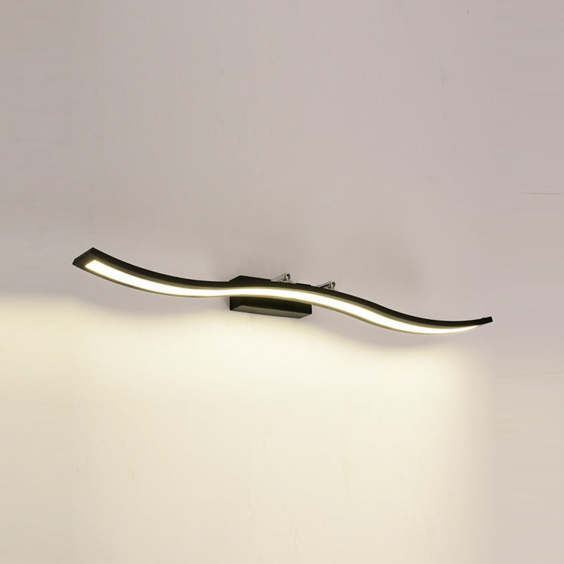 Metal Linear Shape Wall Light Modern 1-Light Mirror Wall Mount Light Fixture