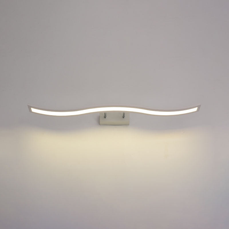 Metal Linear Shape Wall Light Modern 1-Light Mirror Wall Mount Light Fixture