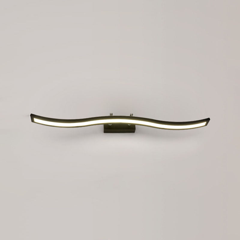 Metal Linear Shape Wall Light Modern 1-Light Mirror Wall Mount Light Fixture