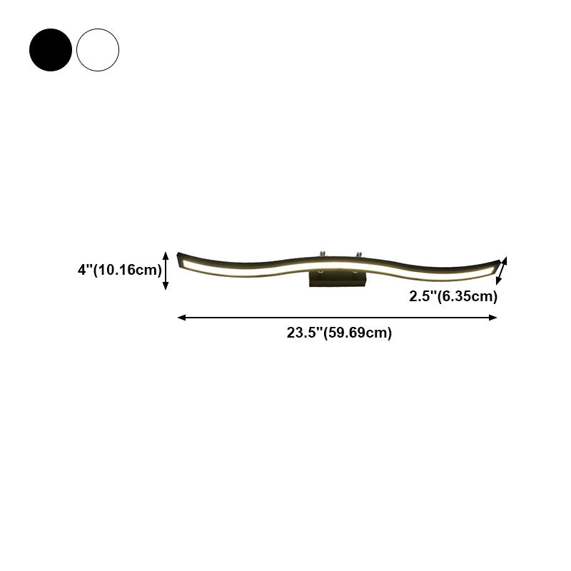 Metal Linear Shape Wall Light Modern 1-Light Mirror Wall Mount Light Fixture