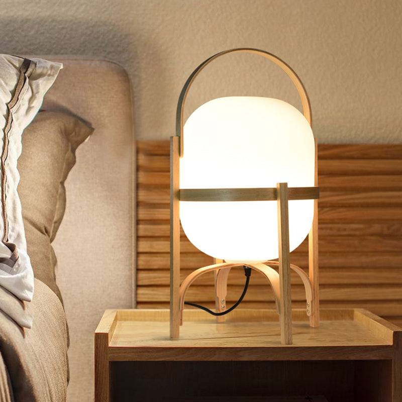 Geometric Night Table Lamps Modern Style Glass 1 Light Table Lamp in White