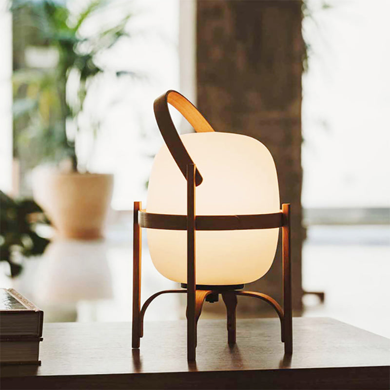 Geometric Night Table Lamps Modern Style Glass 1 Light Table Lamp in White