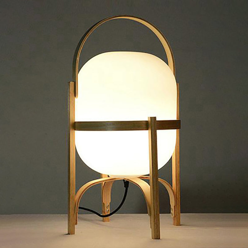 Geometric Night Table Lamps Modern Style Glass 1 Light Table Lamp in White
