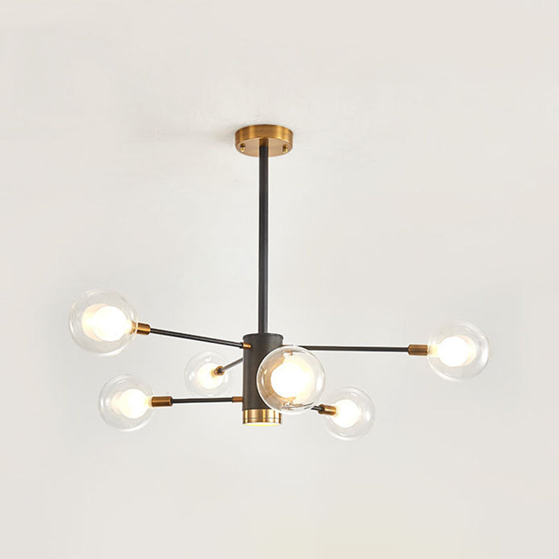 Kugelförmige Form Kronleuchter leichter moderne Glasglas Multi -Licht -Hanglampe für Schlafzimmer