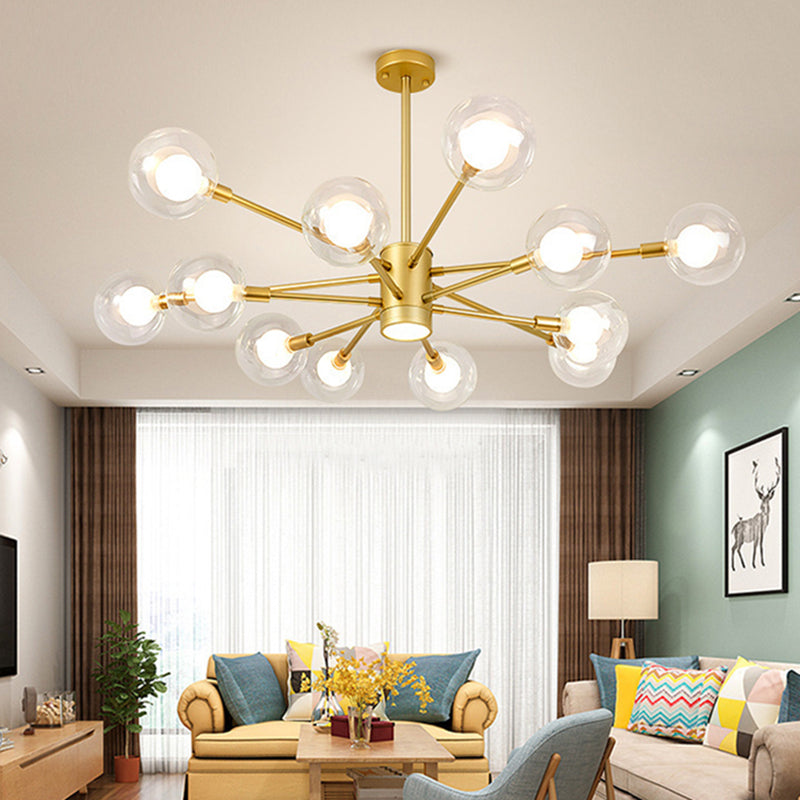 Kugelförmige Form Kronleuchter leichter moderne Glasglas Multi -Licht -Hanglampe für Schlafzimmer