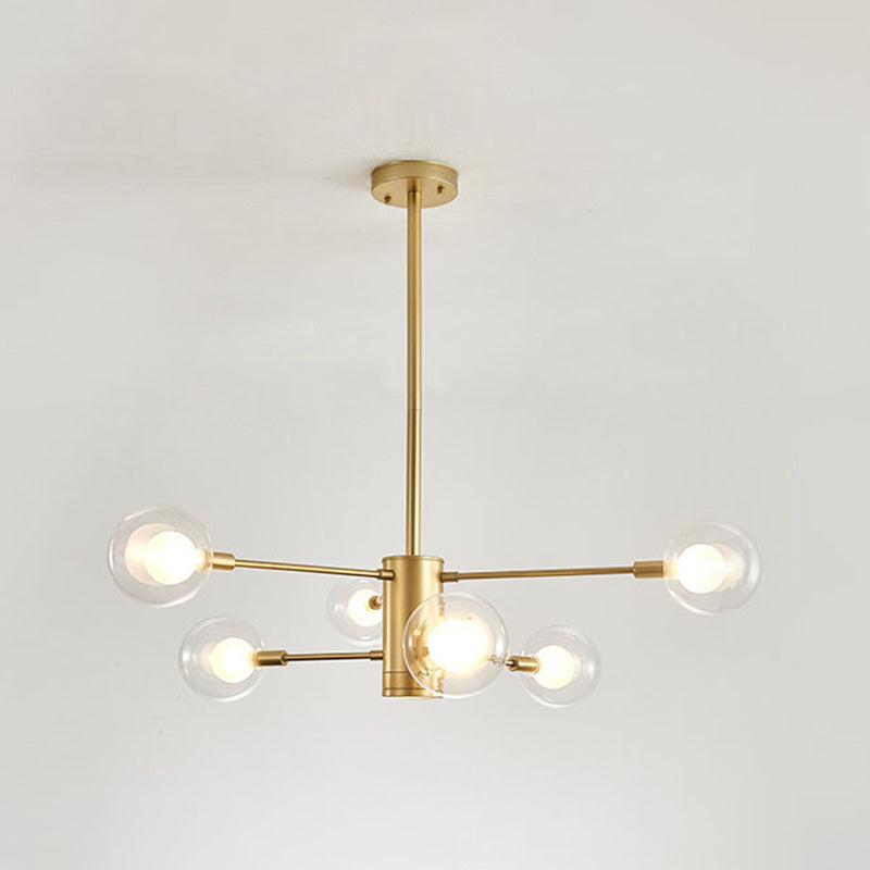 Kugelförmige Form Kronleuchter leichter moderne Glasglas Multi -Licht -Hanglampe für Schlafzimmer
