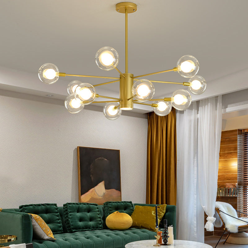 Kugelförmige Form Kronleuchter leichter moderne Glasglas Multi -Licht -Hanglampe für Schlafzimmer