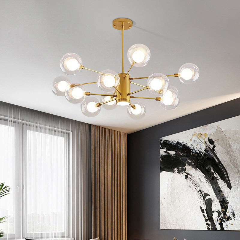 Kugelförmige Form Kronleuchter leichter moderne Glasglas Multi -Licht -Hanglampe für Schlafzimmer