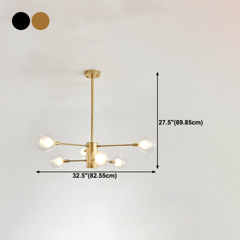 Kugelförmige Form Kronleuchter leichter moderne Glasglas Multi -Licht -Hanglampe für Schlafzimmer