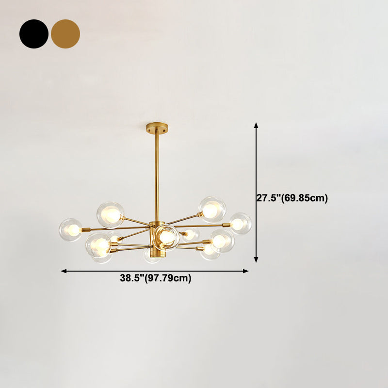 Kugelförmige Form Kronleuchter leichter moderne Glasglas Multi -Licht -Hanglampe für Schlafzimmer