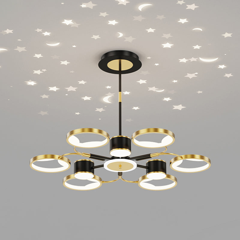 Geometry Shape Chandelier Modern Style Metal Multi Light Hanging Lamp for Bedroom
