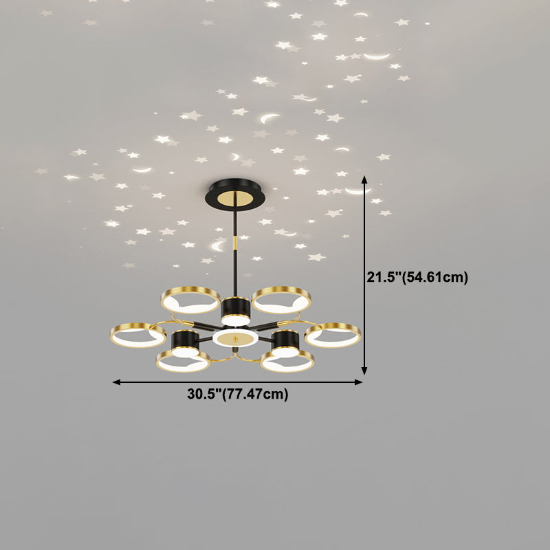 Geometry Shape Chandelier Modern Style Metal Multi Light Hanging Lamp for Bedroom