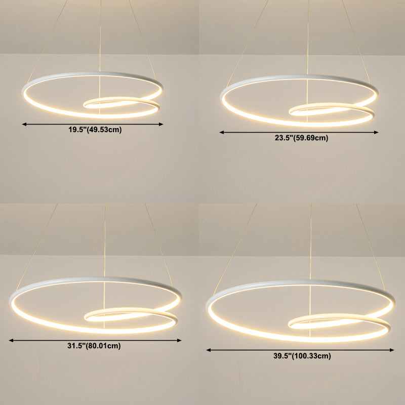Spiral Living Room Pendant Light Kit Metal LED Nordic Hanging Lamp Kit in White