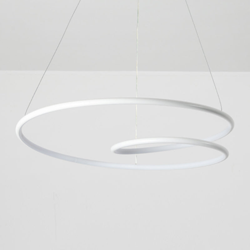 Spiral Living Room Pendant Light Kit Metal LED Nordic Hanging Lamp Kit in White