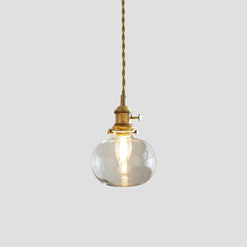 1-licht koper hangende lamp barmonus vintage glazen hanglamp voor eetkamer