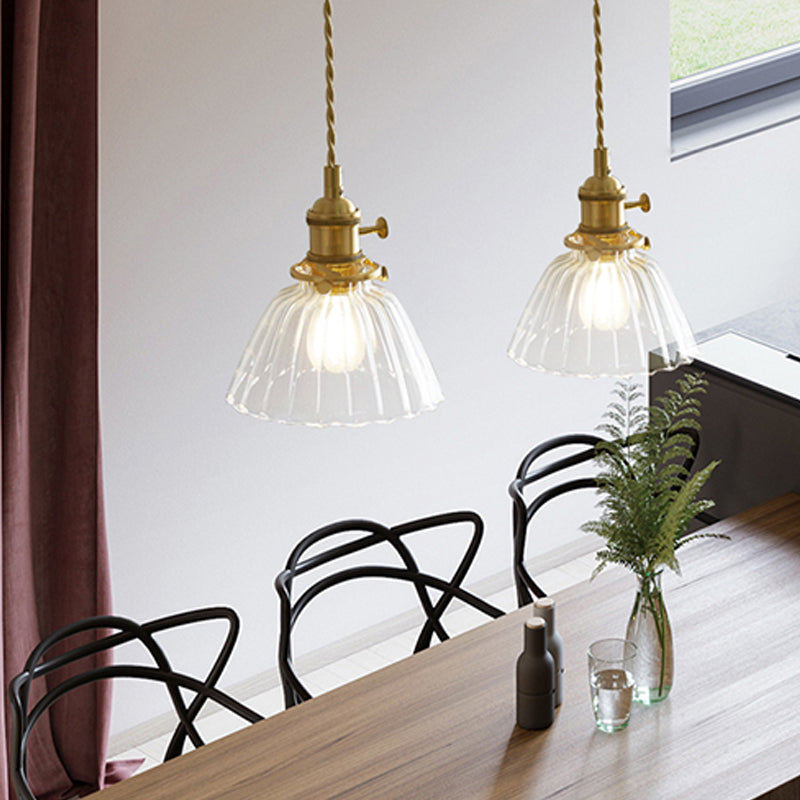 1-licht koper hangende lamp barmonus vintage glazen hanglamp voor eetkamer