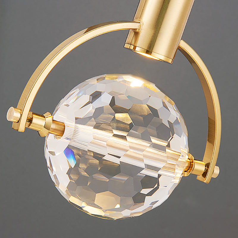Forma sferica a forma di metallo appeso al soffitto Crystal Crystal 1 Light Sust Light in oro