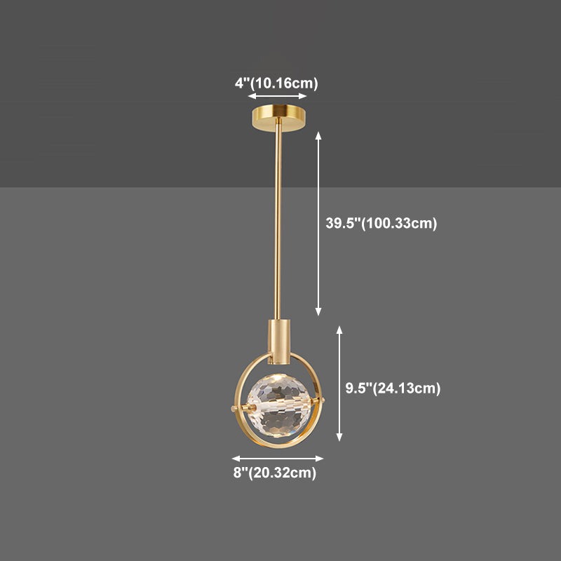 Forma sferica a forma di metallo appeso al soffitto Crystal Crystal 1 Light Sust Light in oro