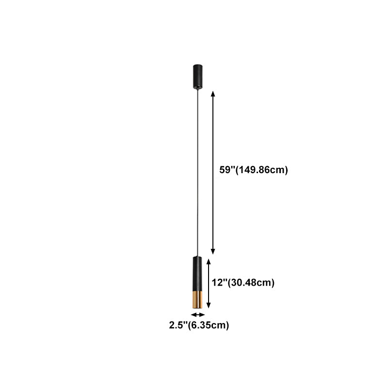 Forma del cilindro Libra del soffitto sospeso in metallo 1 Moderna luce a sospensione in nero