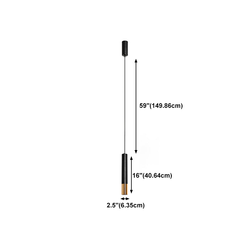 Forma del cilindro Libra del soffitto sospeso in metallo 1 Moderna luce a sospensione in nero