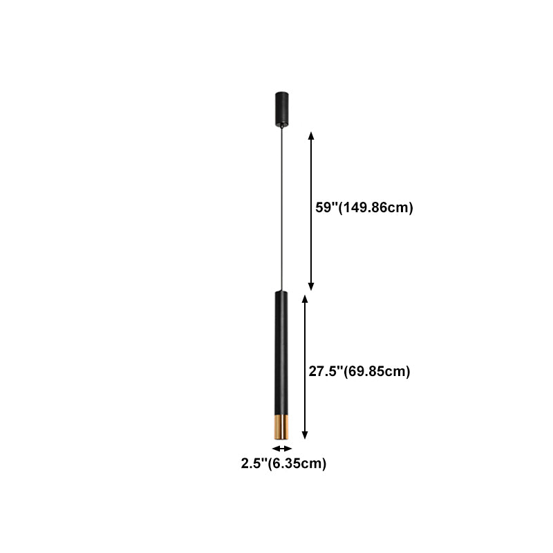 Forma del cilindro Libra del soffitto sospeso in metallo 1 Moderna luce a sospensione in nero