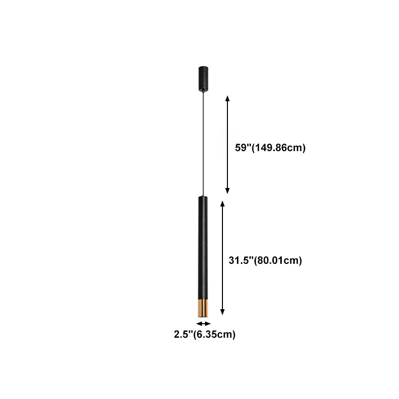 Forma del cilindro Libra del soffitto sospeso in metallo 1 Moderna luce a sospensione in nero