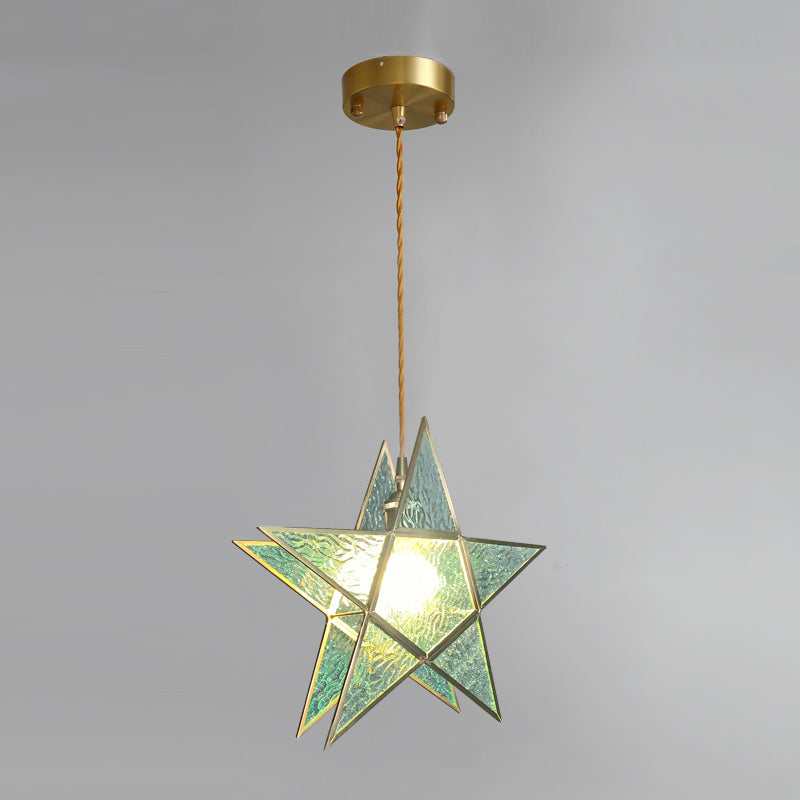 Tiffany Style Geometry Shape Hanging Light Glass Single Light Hanging Light Fixture