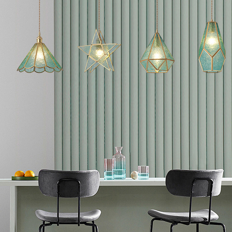 Tiffany -stijl geometrie vorm hangend lichtglas enkel licht hangende verlichtingsarmatuur