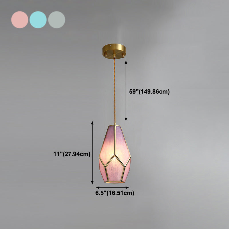 Tiffany Style Geometry Shape Hanging Light Glass Single Light Hanging Light Fixture