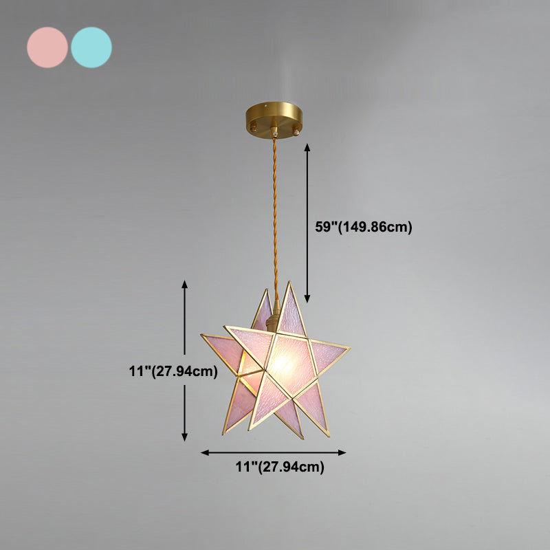 Tiffany Style Geometry Shape Hanging Light Glass Single Light Hanging Light Fixture