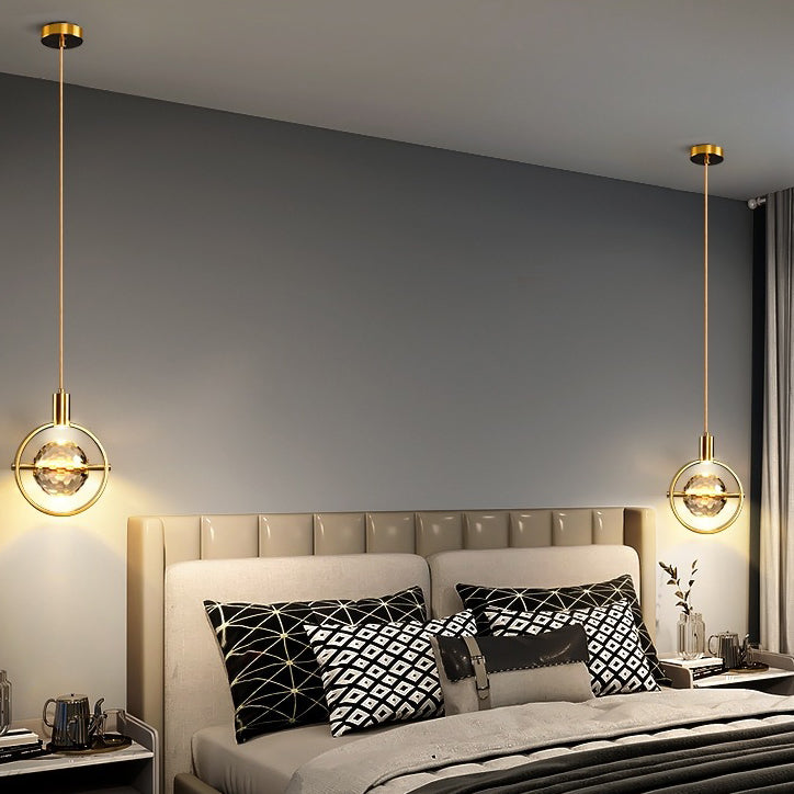 Luce geometrico in stile moderno cristallo 1 luci soffitte appese in oro