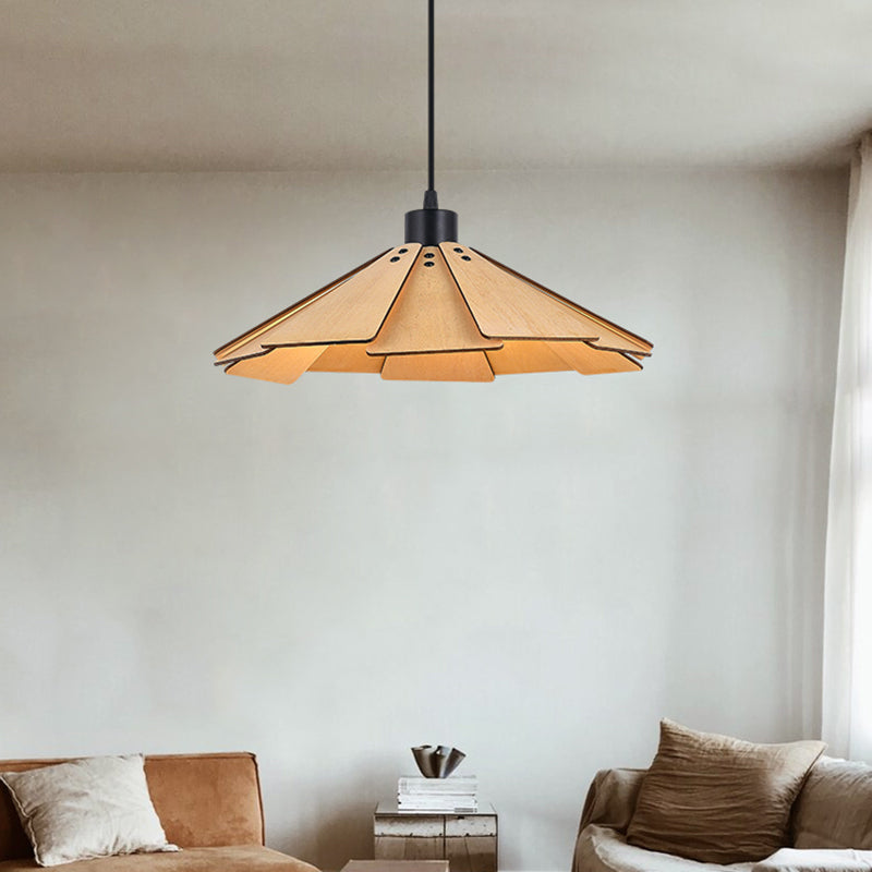Côté à cône en bois Éclairage pendentif style moderne 1 lumière suspendue pour le salon