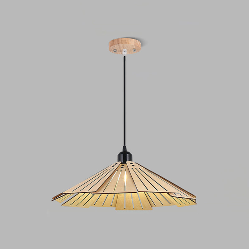 Côté à cône en bois Éclairage pendentif style moderne 1 lumière suspendue pour le salon