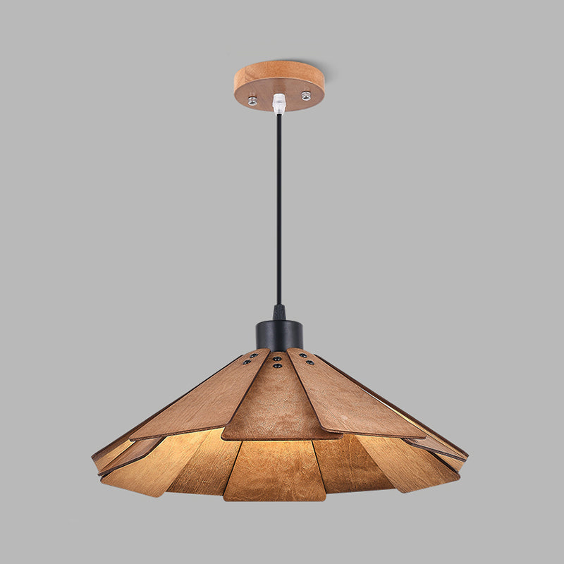 Côté à cône en bois Éclairage pendentif style moderne 1 lumière suspendue pour le salon