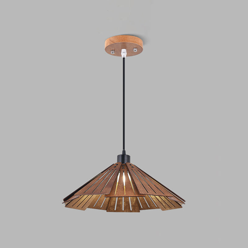Wood Cone Shape Pendant Lighting Modern Style 1 Light Hanging Lights for Living Room