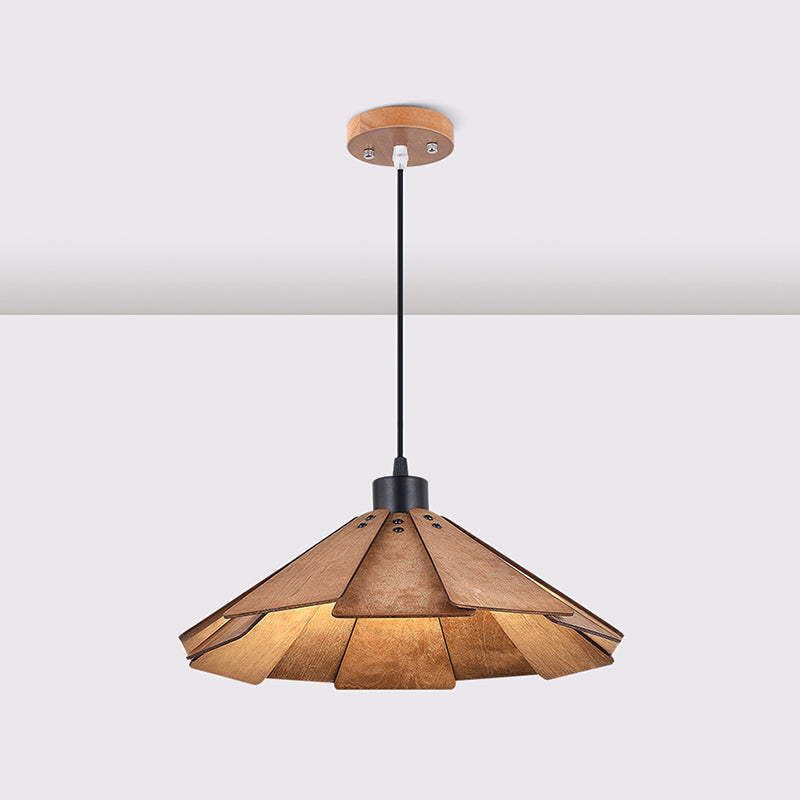 Côté à cône en bois Éclairage pendentif style moderne 1 lumière suspendue pour le salon