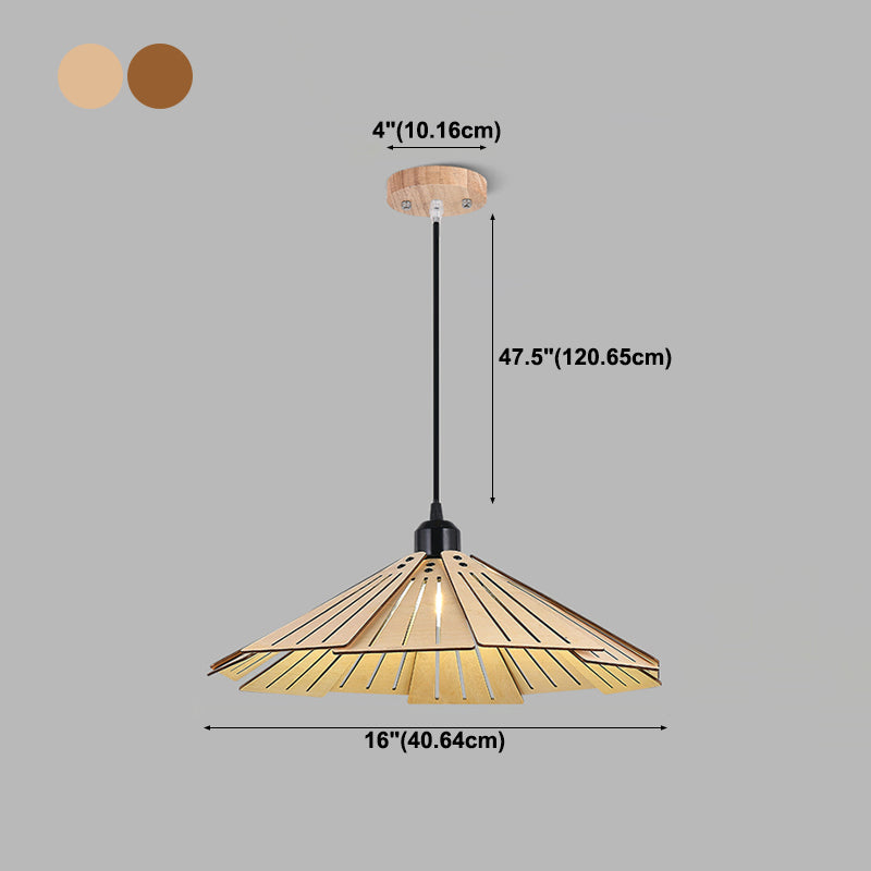 Côté à cône en bois Éclairage pendentif style moderne 1 lumière suspendue pour le salon