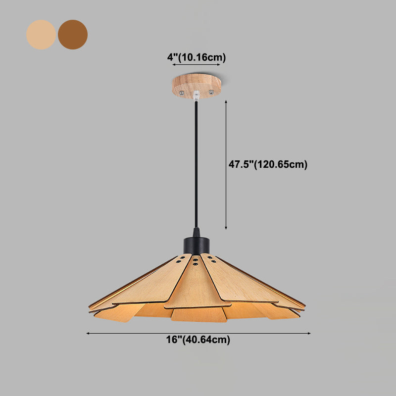 Côté à cône en bois Éclairage pendentif style moderne 1 lumière suspendue pour le salon
