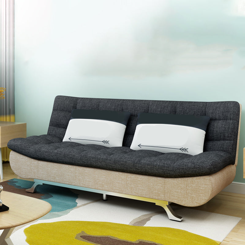 74.80" W √ó 33.46" D √ó 35.43" H Linen Biscuit Back Armless Sofa with Storage