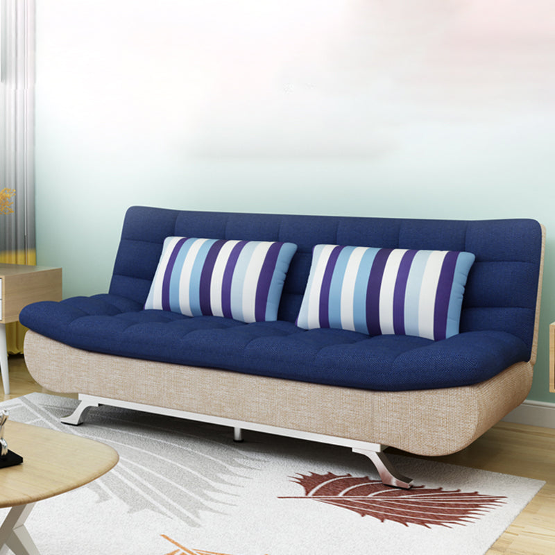 74.80" W √ó 33.46" D √ó 35.43" H Linen Biscuit Back Armless Sofa with Storage