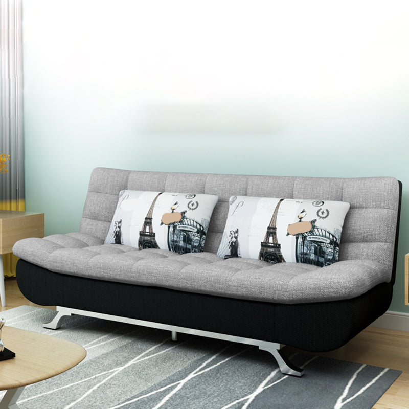 74.80" W √ó 33.46" D √ó 35.43" H Linen Biscuit Back Armless Sofa with Storage