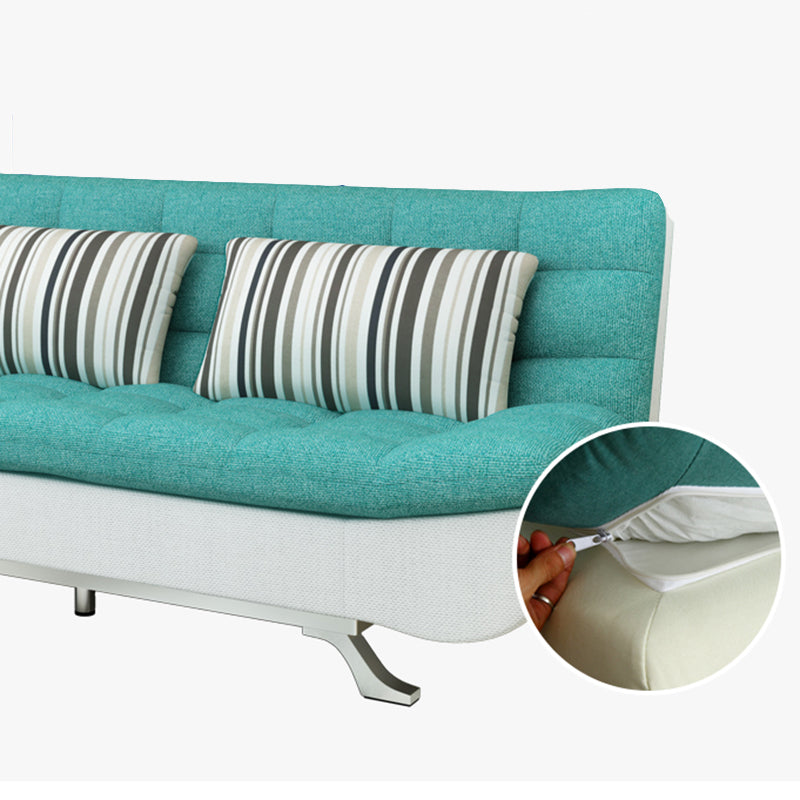 74.80" W √ó 33.46" D √ó 35.43" H Linen Biscuit Back Armless Sofa with Storage