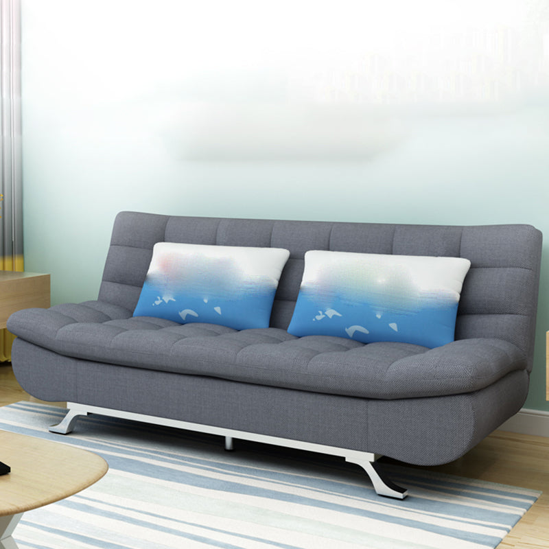 74.80" W √ó 33.46" D √ó 35.43" H Linen Biscuit Back Armless Sofa with Storage