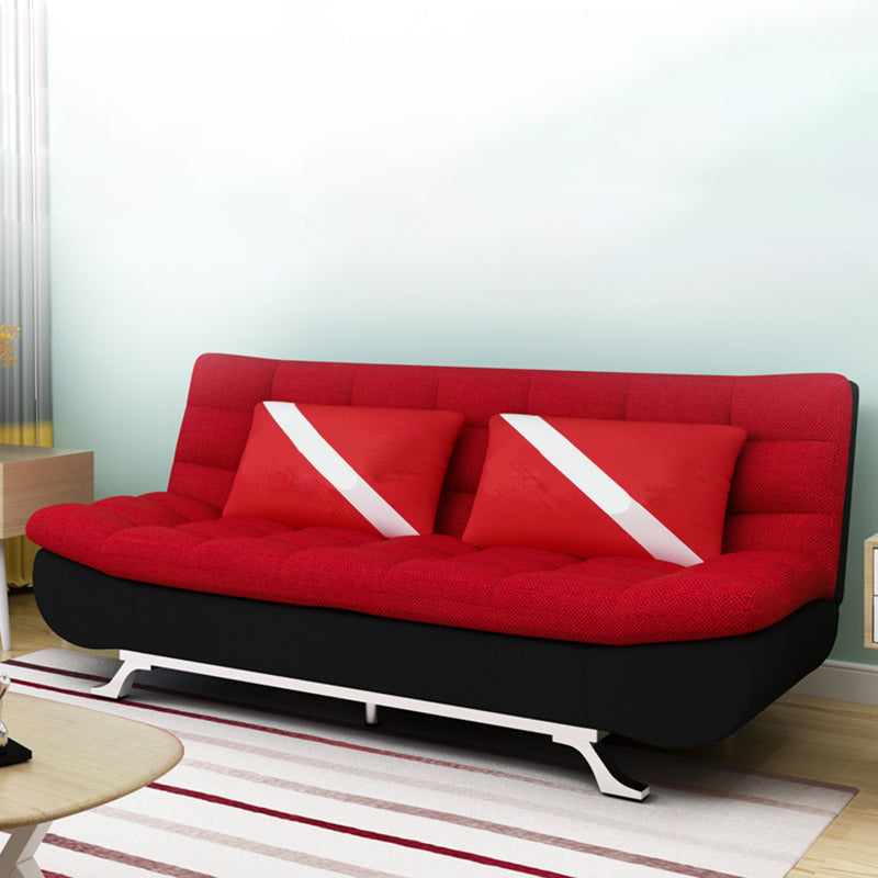 74.80" W √ó 33.46" D √ó 35.43" H Linen Biscuit Back Armless Sofa with Storage