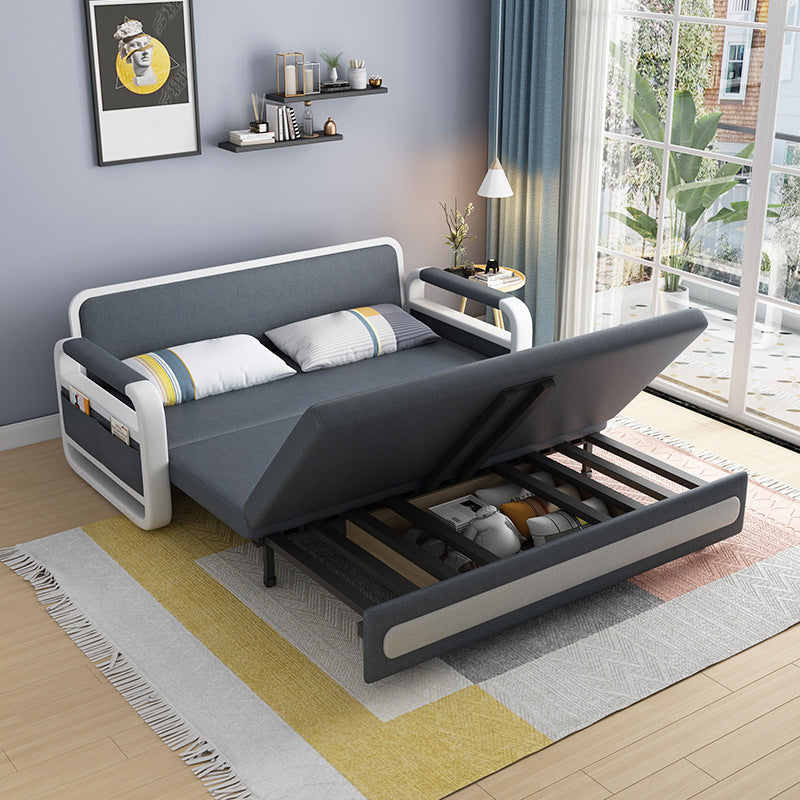 Tight Back Convertible Fabric Sofa Bed High Wear Resistance Square Arm Sofa Bed