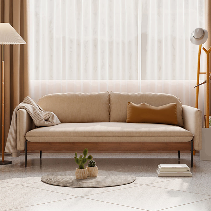 Cushions Square Arm Sofa Scandinavian 31.5" D x 31.5" H Linen Wooden Sofa