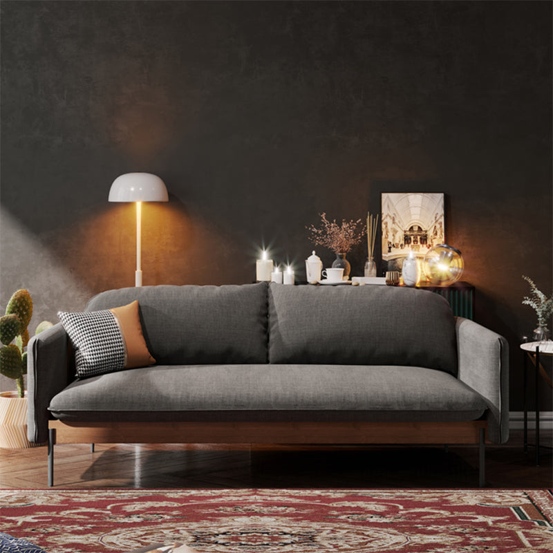 Cushions Square Arm Sofa Scandinavian 31.5" D x 31.5" H Linen Wooden Sofa